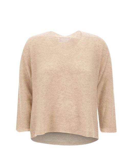 Hemisphere Natural V-Neck Cashmere Sweater