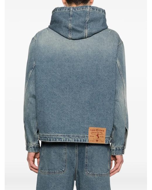 Carne Bollente Blue Heart Hooded Denim Jacket for men