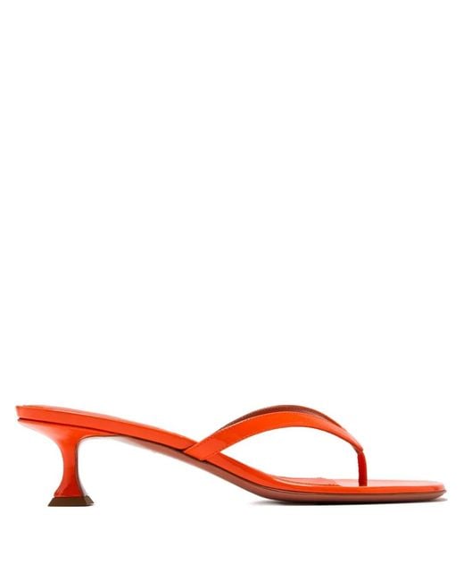 AMINA MUADDI Red Patent Leather Thong Sandals