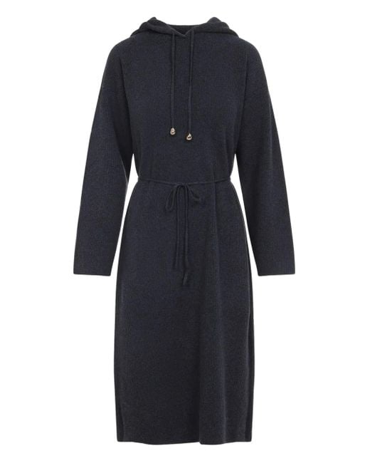 Fabiana Filippi Ribgebreide Midi-Jurk Met Capuchon in het Blue