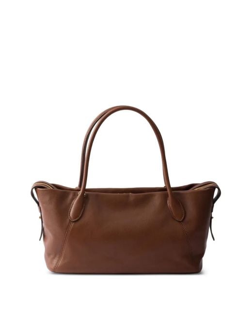 Prada Brown Large Leather Tote Bag