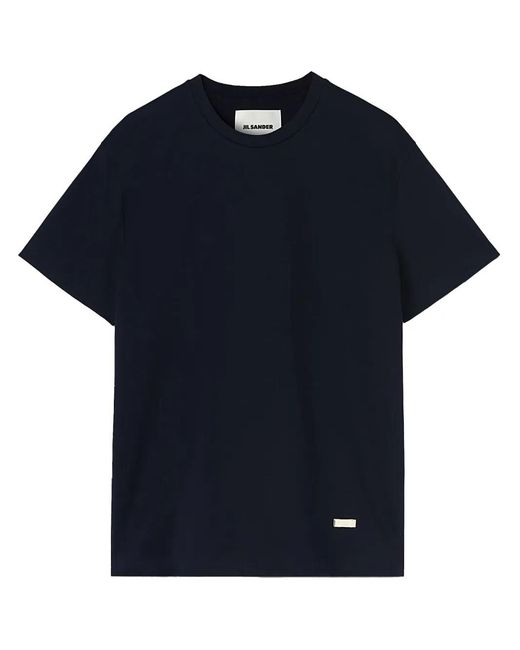 Jil Sander Blue Logo-Plaque Cotton T-Shirt for men