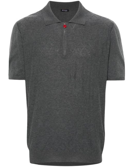 Kiton Gray Knitted Polo Shirt for men