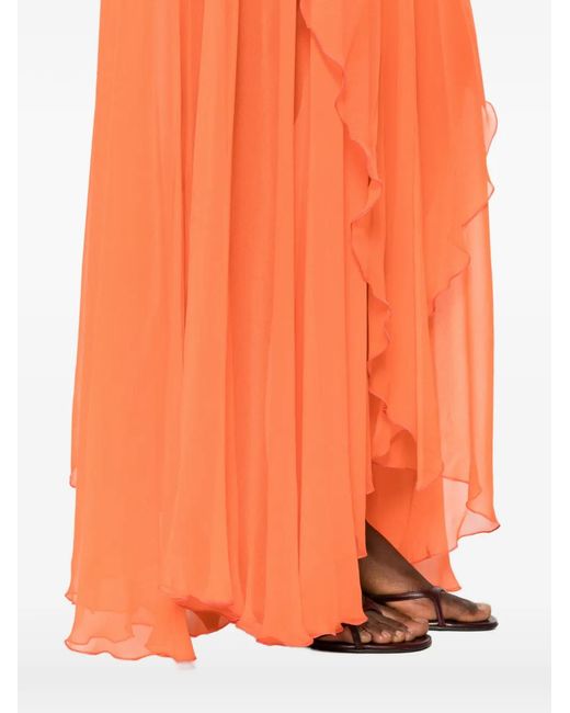 Erika Cavallini Semi Couture Orange Ruffled Ruched Dress