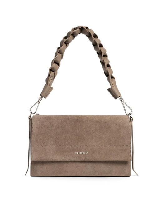 Coccinelle Brown Small Boheme Braided-Strap Tote Bag
