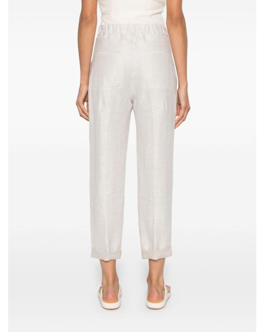 Peserico White Cropped Tailored Trousers