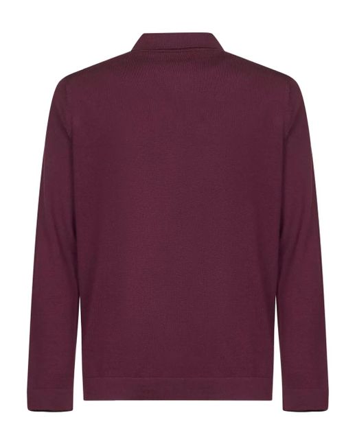 D4.0 Purple Ribbed-Collar Button Shirt for men