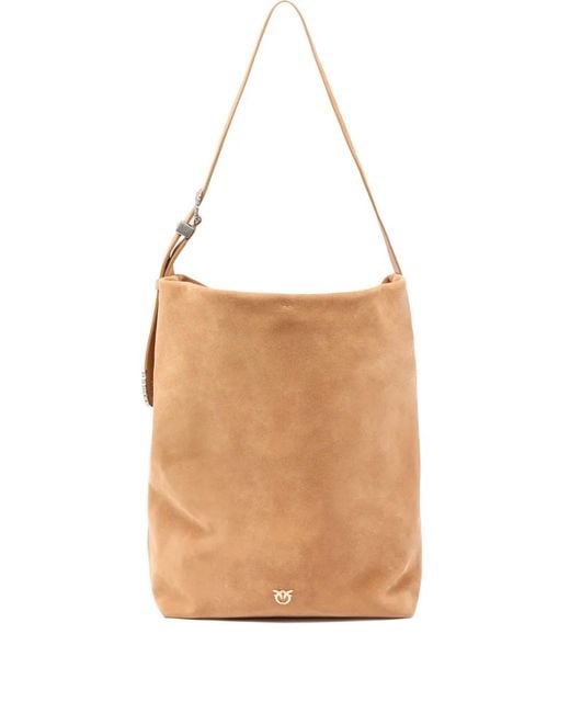 Pinko White Buckle Lambskin Shoulder Bag