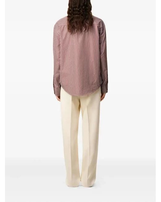 AMI Pink Ami De Coeur Embossed Striped Cotton Boxy Shirt