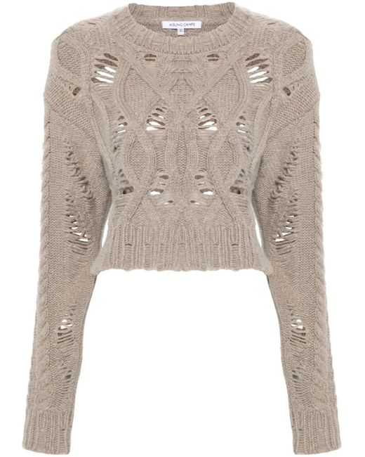 AISLING CAMPS Natural Cropped-Pullover Mit Zopfmuster