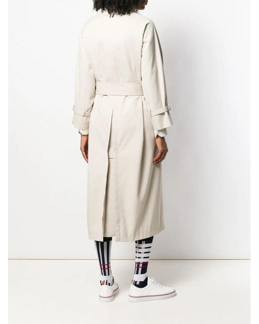 Thom Browne Waterdicht Katoenen Twill Raglan Trenchcoat in het Natural