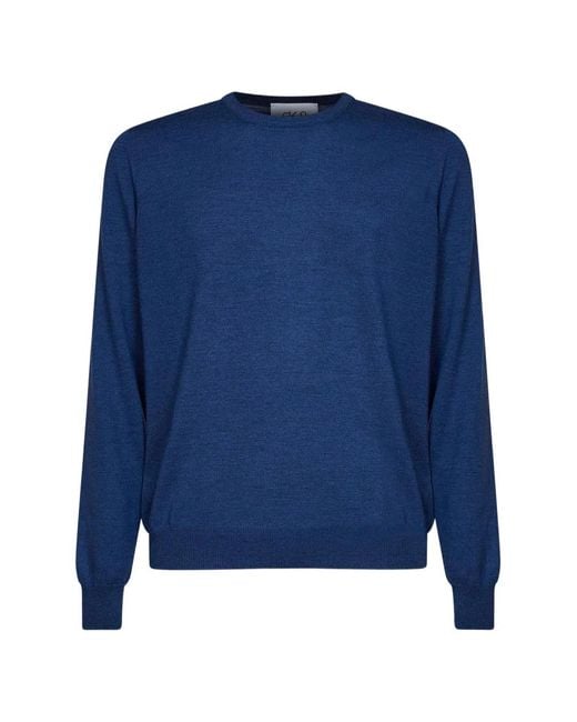 D4.0 Blue Plain-Stitch Knit Sweater for men
