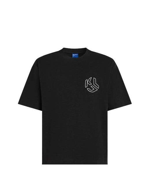Karl Lagerfeld Black Logo-Embroidery T-Shirt for men