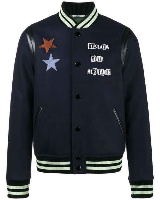 Valentino Garavani Blue Printed Bomber Jacket for men