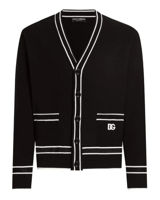 Dolce & Gabbana Black Oversized Cotton Piqué Cardigan With Buttons for men