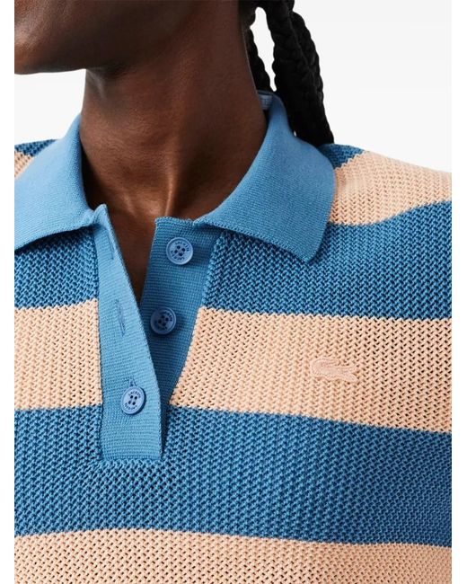 Lacoste Blue Striped Mesh Polo Shirt