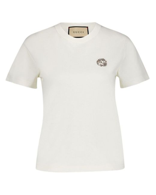 Gucci インターロッキングg コットンジャージー Tシャツ, ホワイト, ウェア White