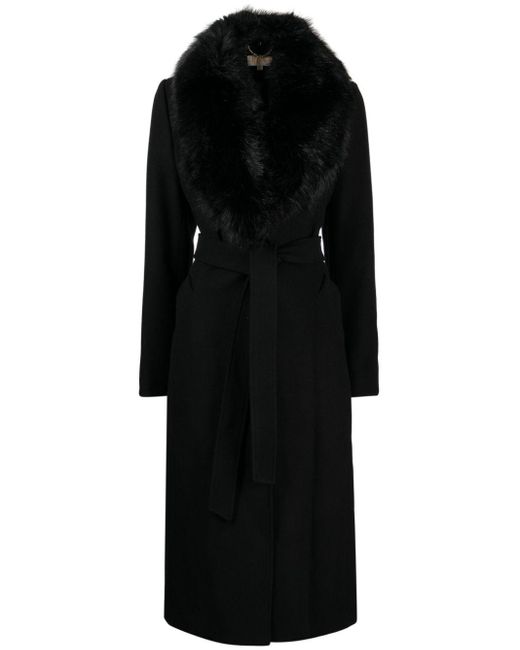 MICHAEL Michael Kors Black Faux-fur Collar Wool-blend Coat
