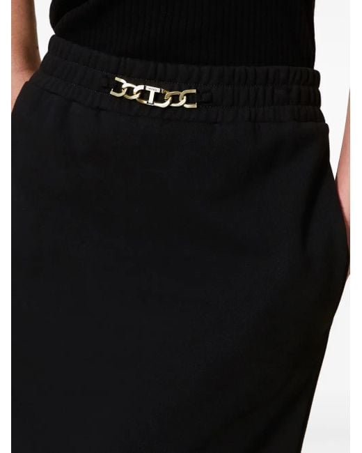 Twinset Black Cotton Maxi Skirt
