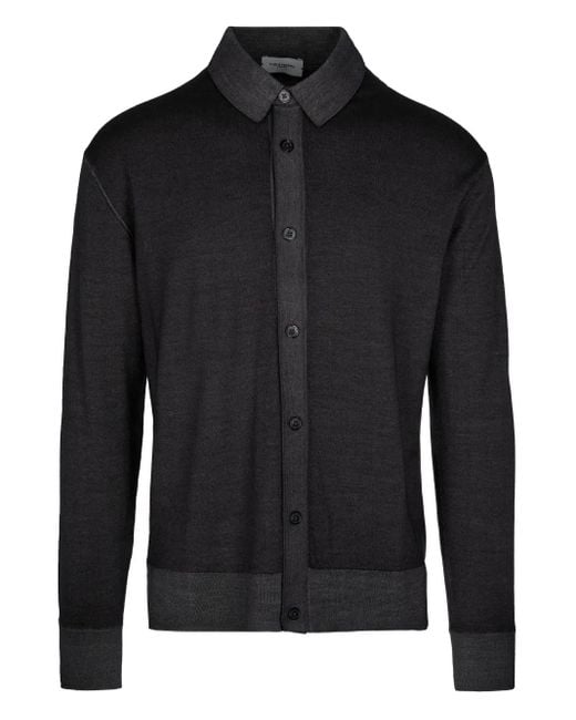 Paolo Pecora Black Button-down Wool Cardigan for men