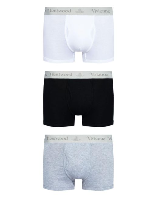 Vivienne Westwood White Logo-waistband Organic-cotton Blend Boxers for men