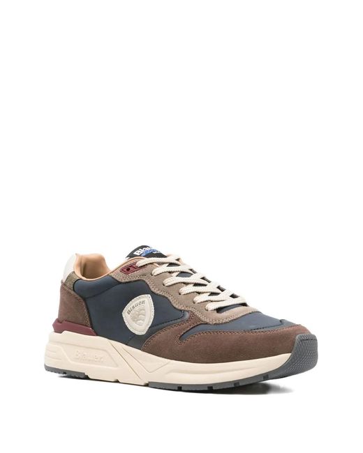 Blauer White Leather Panel Sneakers for men