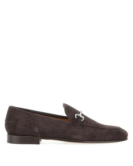 Duca Degli Abruzzi Brown Almond-Toe Suede Loafers for men
