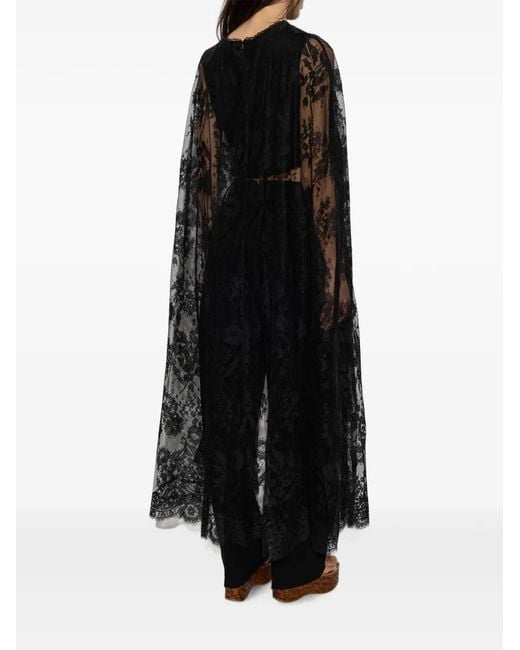 Zimmermann Black Asymmetric Floral-Lace Top