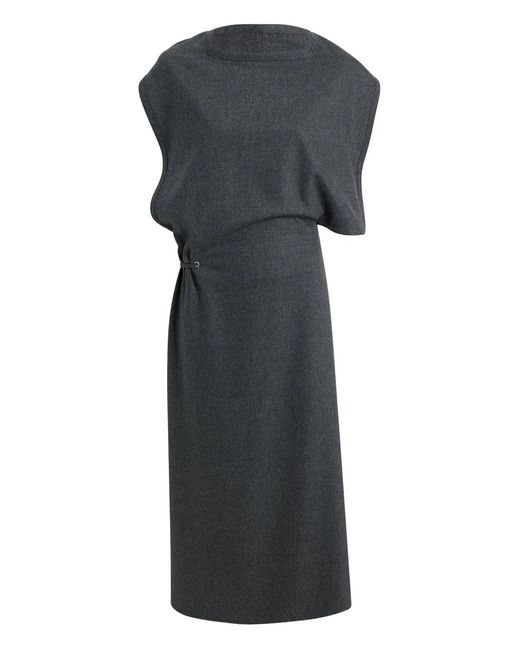 Khaite Gray Draped Open-Back Midi Dress