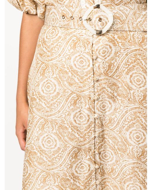 Ixiah Natural Stonemark-print A-line Maxi Skirt