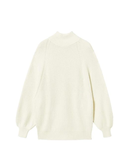 Twinset White Pull Oversize À Col Roulé