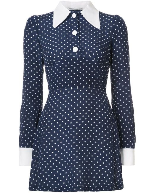 Alessandra Rich Polka Dot Dress in Blue Lyst