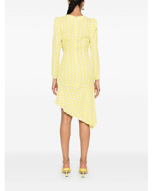 Elisabetta Franchi Yellow Crepe Asymmetric Mini Dress