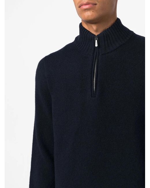 Drumohr Blue Zip-Front Knitted Jumper for men