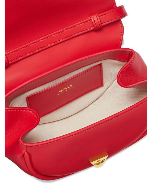 Versace Red Curved-Flap Leather Shoulder Bag