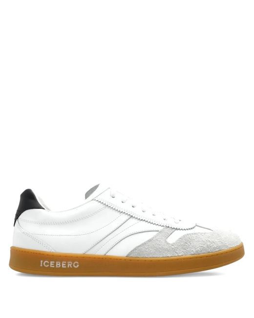 Iceberg White Suede-Panel Sneakers for men