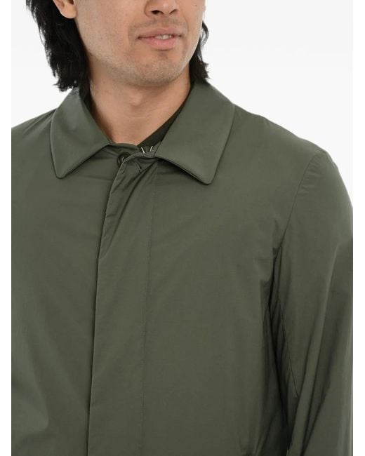 Woolrich Green Concealed-Closure Single-Breasted Coat for men