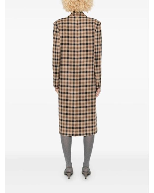 Twinset Natural Checked Single-Breasted Coat