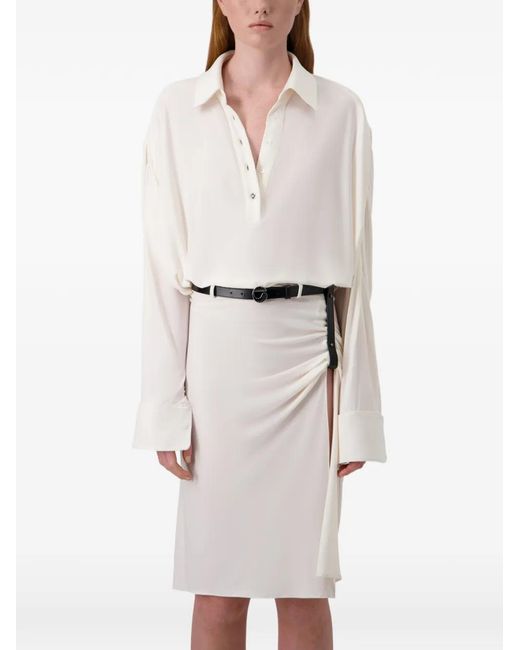 Coperni White Belted Draped Dress