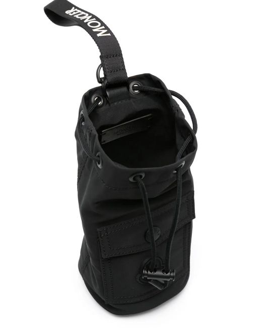 Moncler Black Mini Logo-Patch Bucket Bag