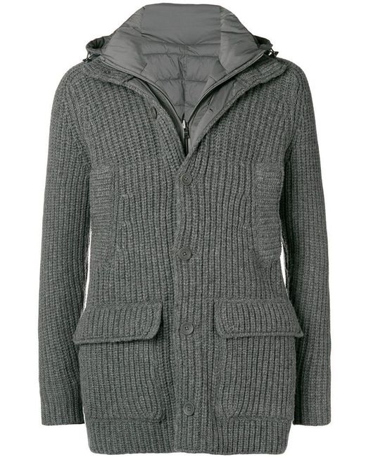 Herno Gray Removable Interior Knitted Jacket for men