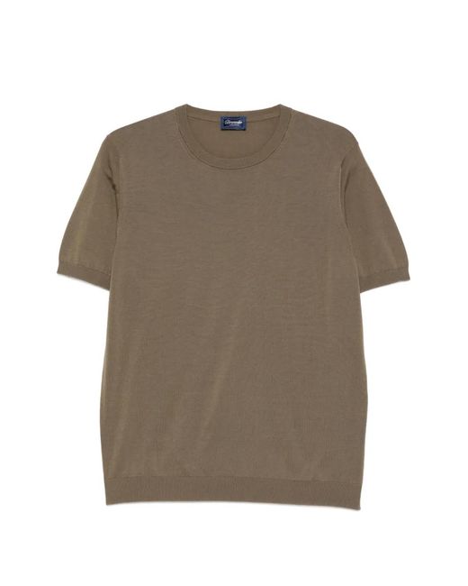 Drumohr Brown Crew-Neck T-Shirt for men