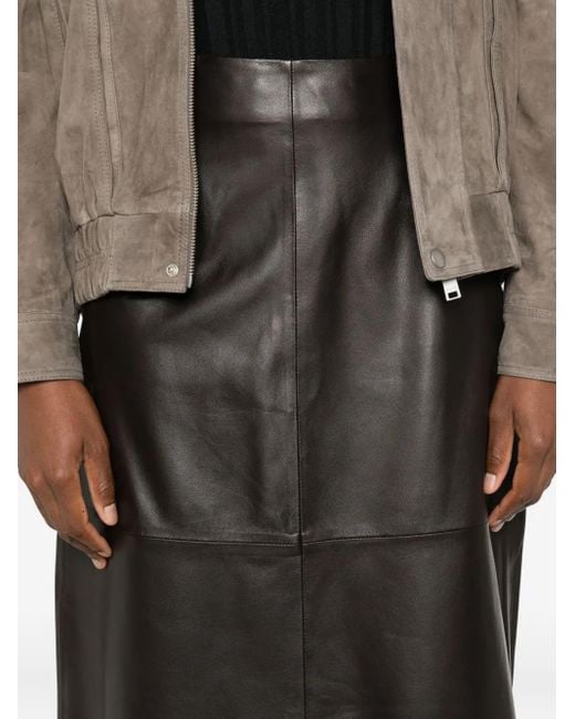 Arma Gray Leather A-Line Skirt