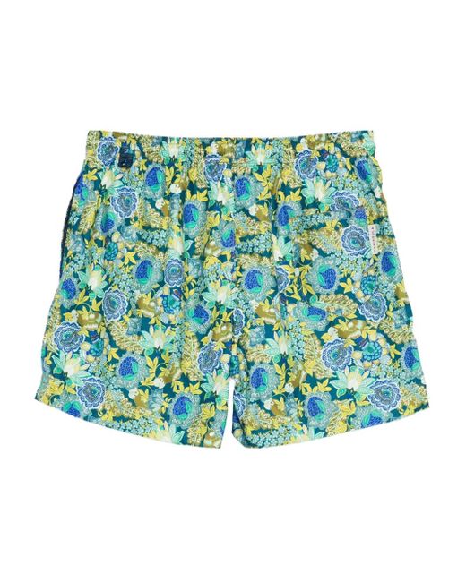 Peninsula Blue Floral-Print Swim Shorts for men