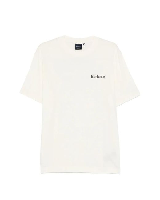 Barbour White T-Shirt À Logo Imprimé for men