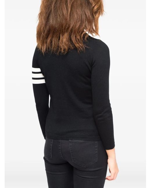 LA ROSE Black Striped Buttoned Cardigan