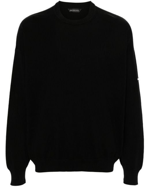 Balenciaga Black Logo-appliqué Cotton Jumper for men