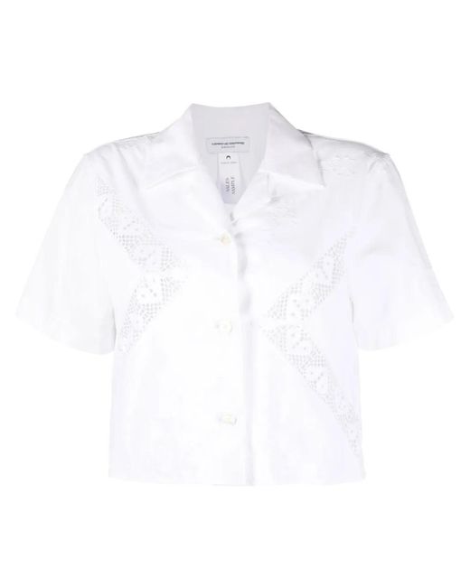 MARINE SERRE White Regenerated Household Crop Shirt