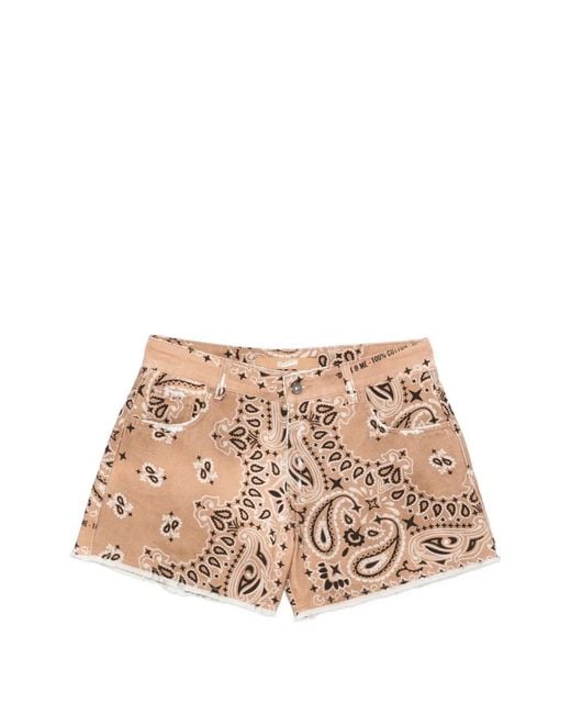 DON'T @ ME Natural Short À Motif Cachemire Effiloché