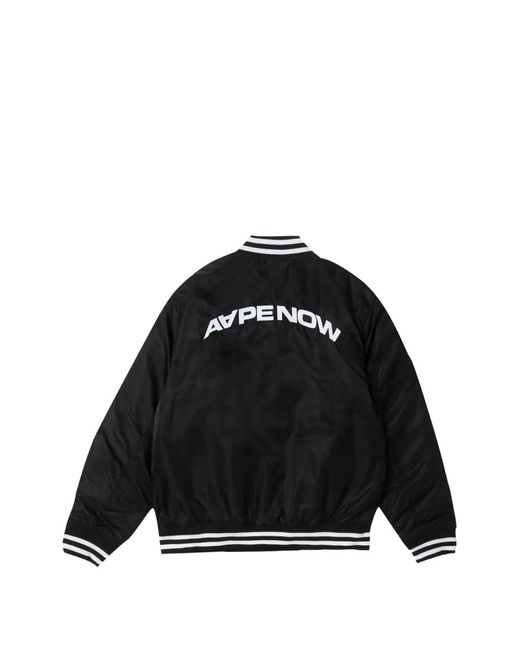 Aape By A Bathing Ape Black Moonface Patch Bomber Jacket for men